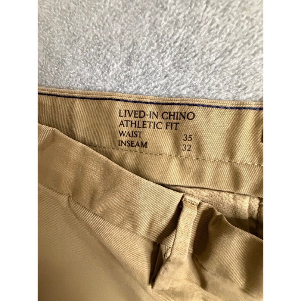 Banana Republic Lived-In Chino Athletic Fit Khaki Pants Mens 35x32 Tan Trousers - Picture 3 of 6